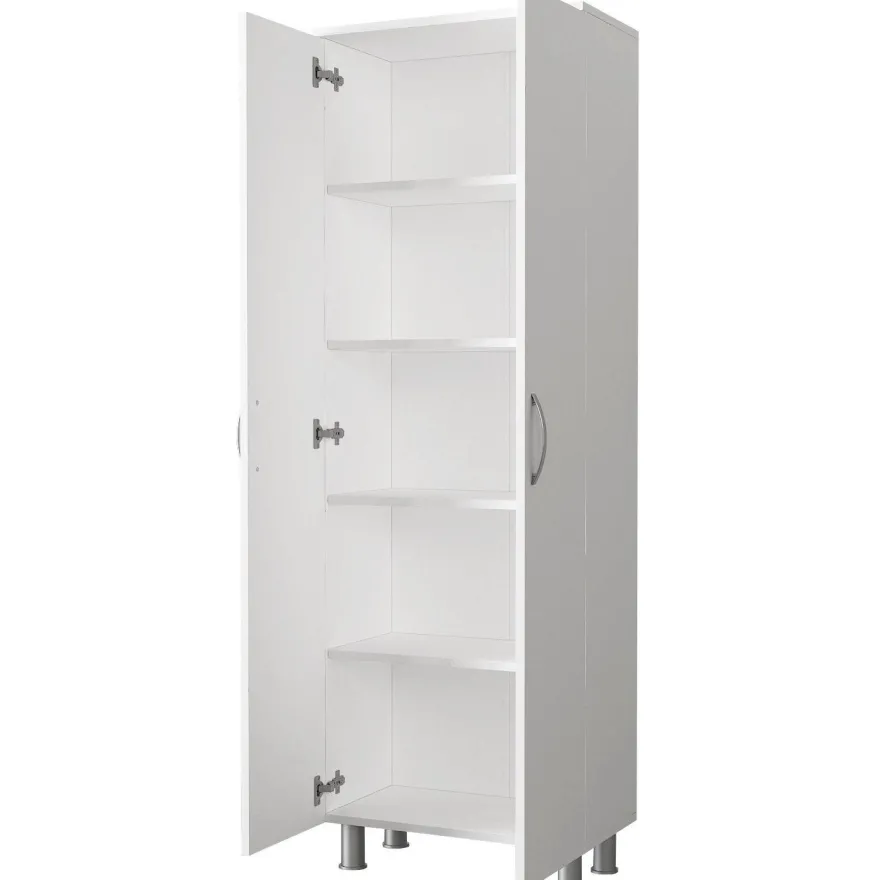 Kylpyhuoneen kaappi Linento Furniture Arizona 2, 59.4x173.6cm, valkoinen, Verkkokaupan poistotuote