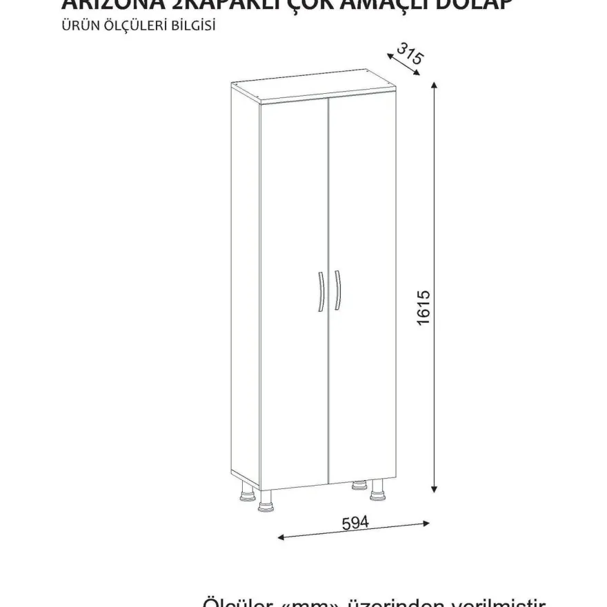 Kylpyhuoneen kaappi Linento Furniture Arizona 2, 59.4x173.6cm, valkoinen, Verkkokaupan poistotuote