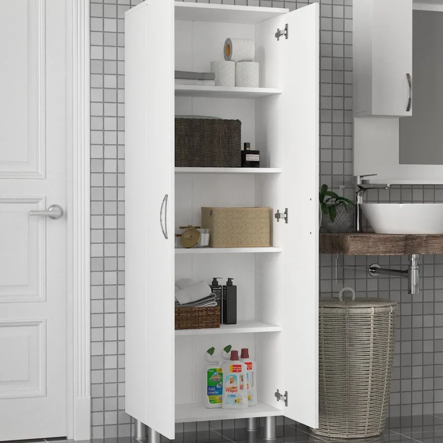 Kylpyhuoneen kaappi Linento Furniture Arizona 2, 59.4x173.6cm, valkoinen, Verkkokaupan poistotuote