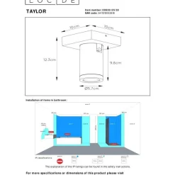 Kylpyhuoneen kattospottivalaisin Lucide Taylor, himmennettävä, 1xGU10 5W 2200K/3000K, IP44, eri värejä