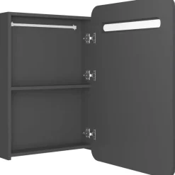 Kylpyhuoneen LED-peilikaappi, harmaa, 60x11x80cm