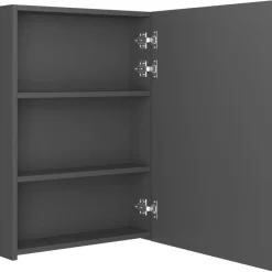 Kylpyhuoneen LED-peilikaappi, harmaa, 50x13x70cm