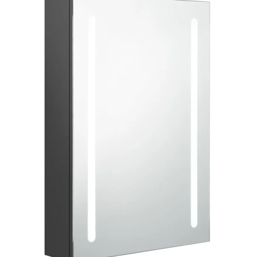 Kylpyhuoneen LED-peilikaappi, harmaa, 50x13x70cm