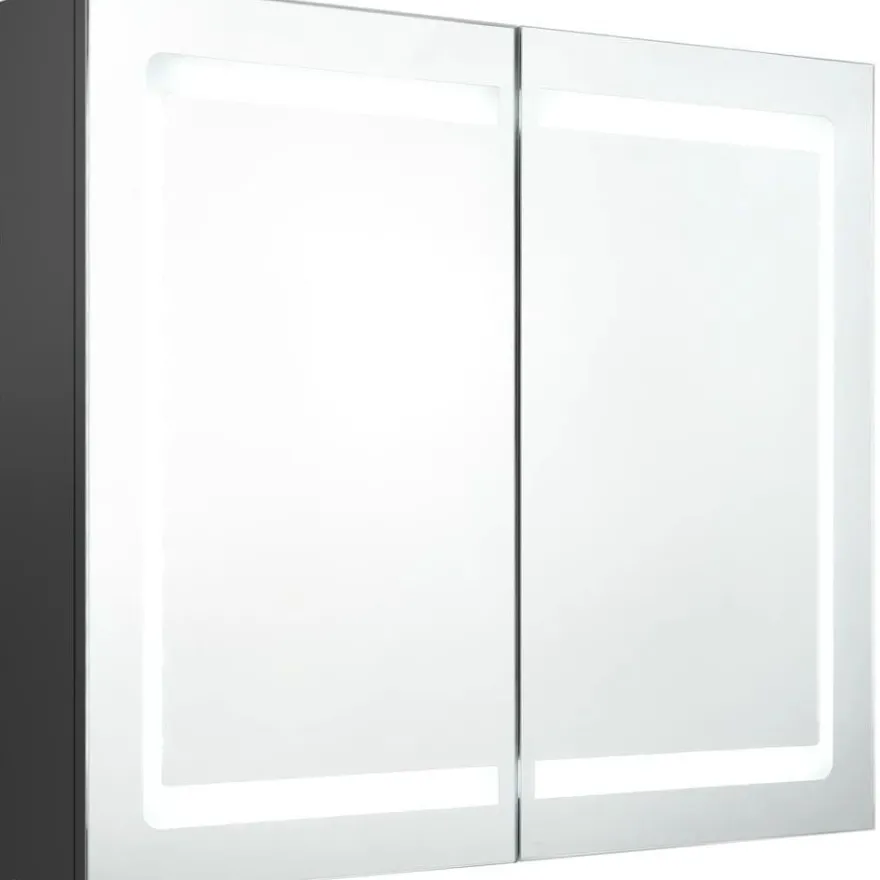 Kylpyhuoneen LED-peilikaappi, harmaa, 80x12x68cm