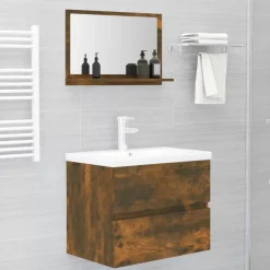 Kylpyhuoneen peili savutammi 60x10,5x37 cm tekninen puu (15636)