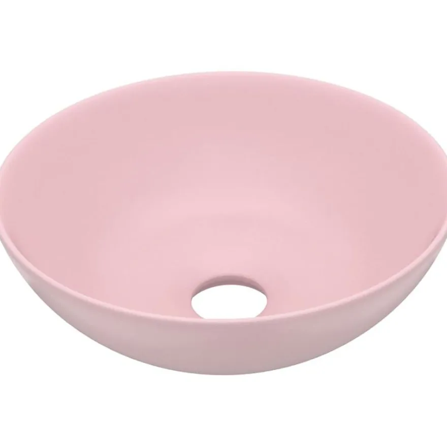 Kylpyhuoneen pesuallas keraaminen pinkki pyöreä