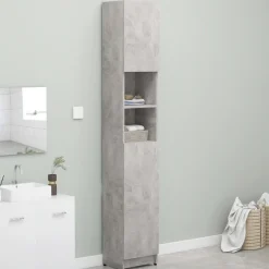 Kylpyhuonekaappi betoninharmaa 32x25,5x190 cm lastulevy
