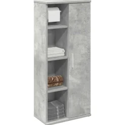 Kylpyhuonekaappi rullatelineellä Betoninharmaa 39x22x90 cm (58527)
