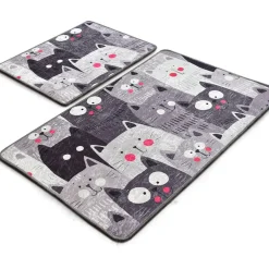 Kylpyhuonemattosetti Linento Meow, 2kpl, harmaa
