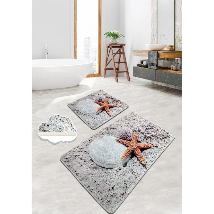 Kylpyhuonemattosetti Linento Starfish, 2kpl, beige