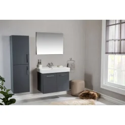 Kylpyhuoneryhmä Linento Bathroom Carlsbad 80 Grey peili + sivukaappi