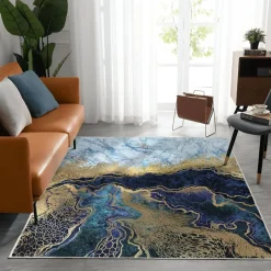 Kynnysmatto Linento HMNT768, 50x80cm, sininen/kulta