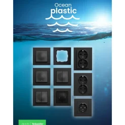 Kytkin ELKO Plus 6/16A/250V/IP21, UPJ, musta, Ocean Plastic