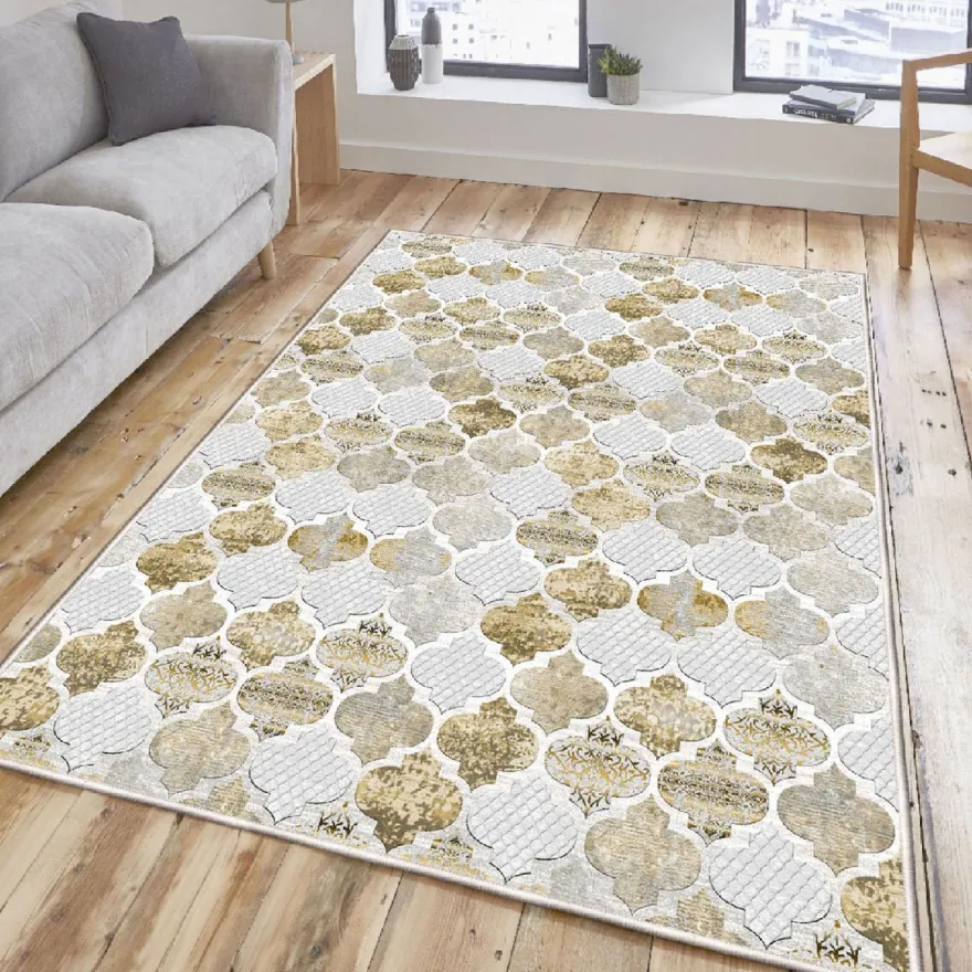 Käytävämatto Linento Els2389, 80x120cm, beige/valkoinen