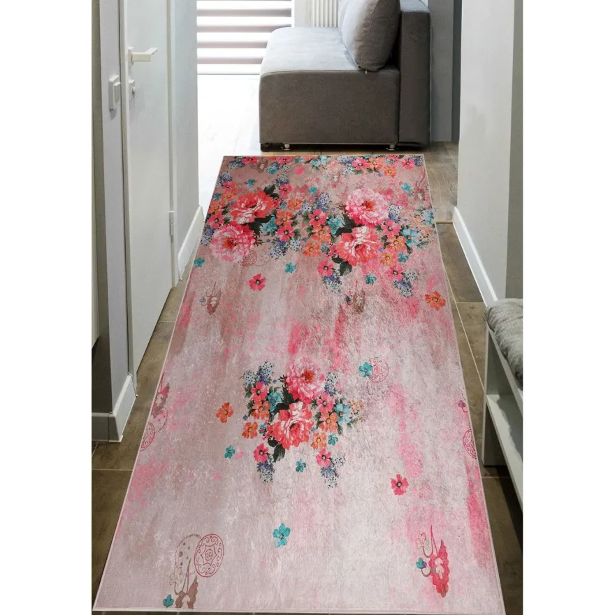 Käytävämatto Linento EXFAB316, beige/roosa, eri kokoja