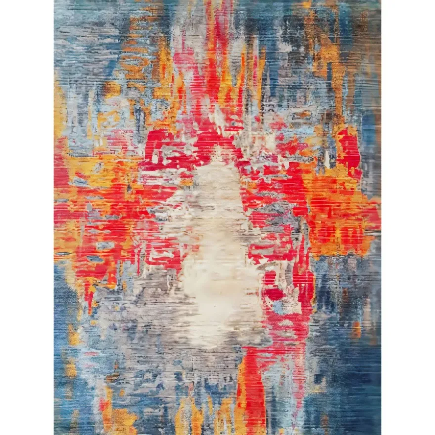 Käytävämatto Linento Wookece317, 80x150cm, punainen/sininen