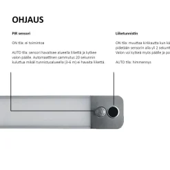 Ladattava valaisin Savo Moli sensorilla 300x40mm 2.5W 4000K magneettikiinnitys alumiini
