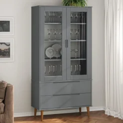 Lasikaappi Molde 90x35x175cm, mänty, eri värejä