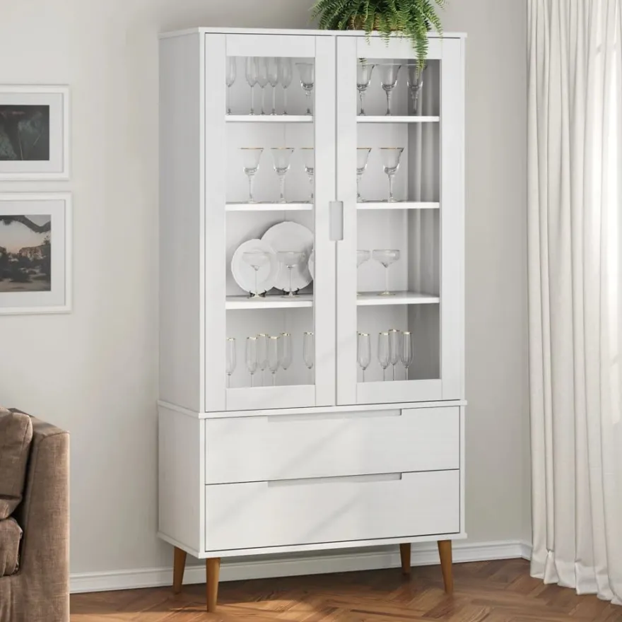 Lasikaappi Molde 90x35x175cm, mänty, eri värejä