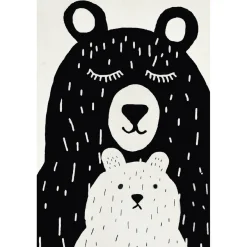 Lastenhuoneen matto Linento Bears, musta/valkoinen, eri kokoja