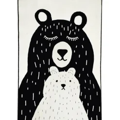 Lastenhuoneen matto Linento Bears, musta/valkoinen, eri kokoja