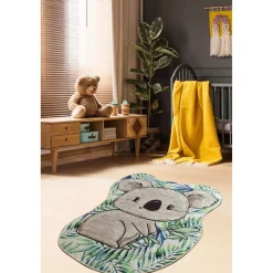 Lastenhuoneen matto Linento Koala Shape, 140x190cm, vihreä/harmaa