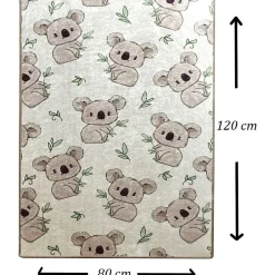 Lastenhuoneen matto Linento Koala, 80x120cm, harmaa