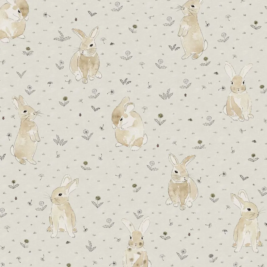 Lastenhuoneen tapetti Rebel Walls Bunny Field Sand, beige