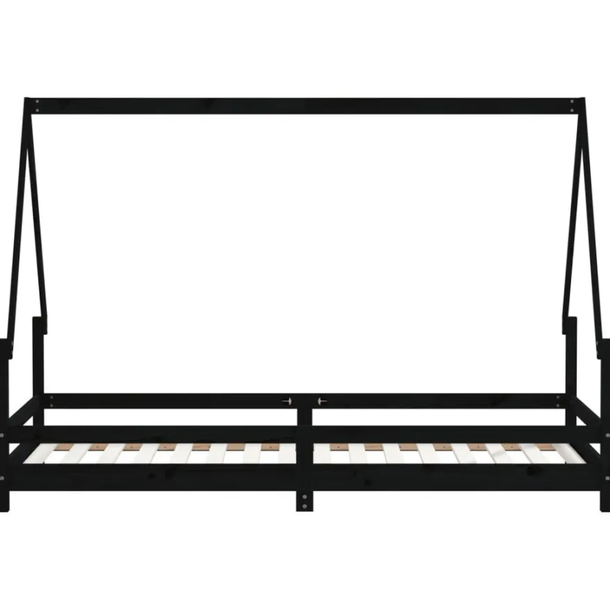 Lasten sängynrunko Talo 80x200 cm, mäntyä, musta