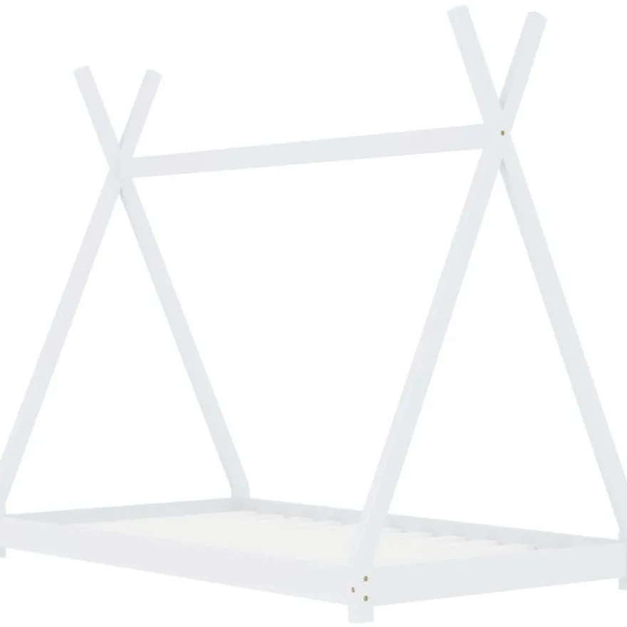 Lasten sängynrunko valkoinen täysi mänty 80x160 cm