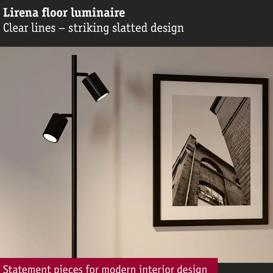 Lattiavalaisin Paulmann Lirena 157.5 cm max. 2x7W, mattamusta