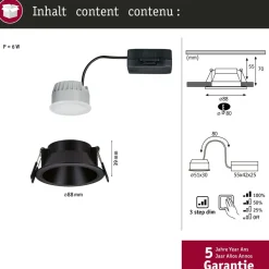 LED-alasvalo Paulmann Cole Ø88mm IP44 6W 470lm himmennettävä 2700K