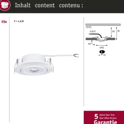LED-alasvalo Paulmann Ø82mm kääntyvä 70° 4.8W 10x450lm 3000K valkoinen, eri määriä