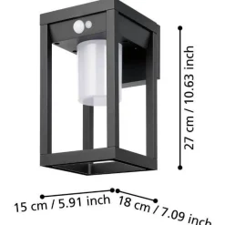 LED-aurinkokennoseinävalaisin Eglo, Martano, liiketunnistin, musta