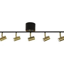LED-kattospotti Aneta Lighting Gusto, 5-osainen, suora, himmennettävä, musta/mattamessinki