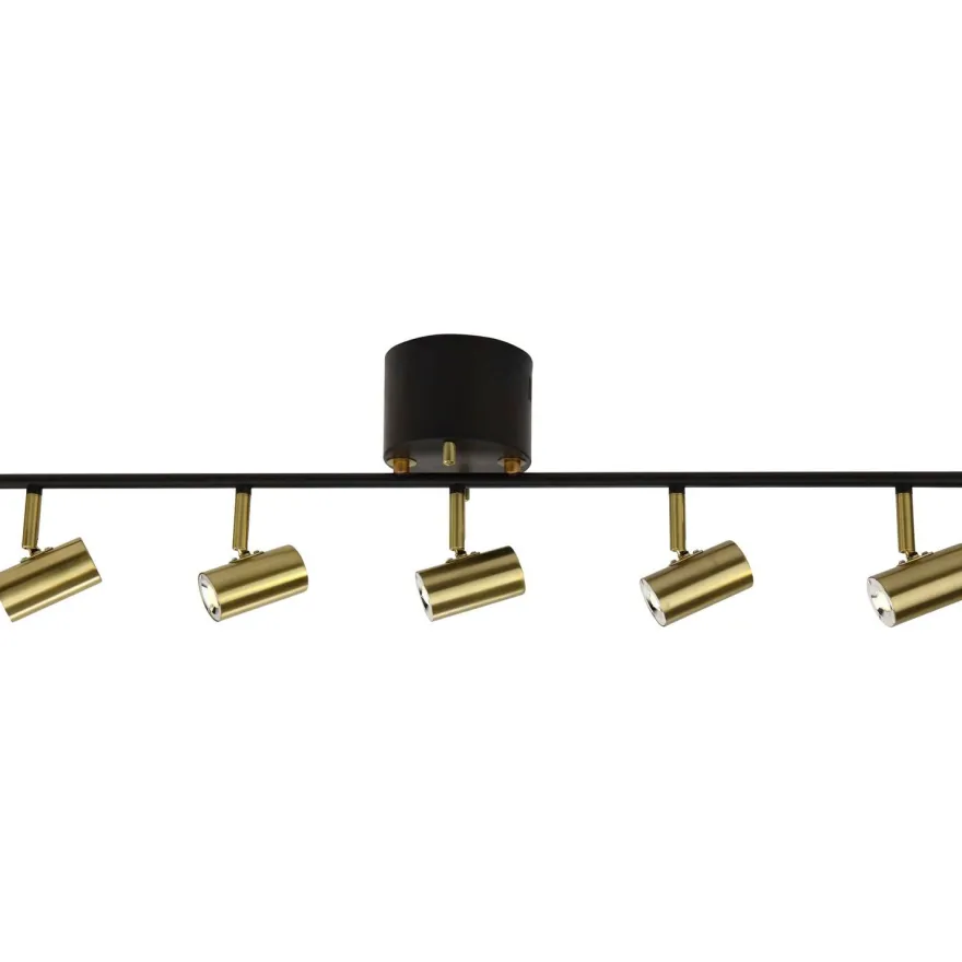 LED-kattospotti Aneta Lighting Gusto, 5-osainen, suora, himmennettävä, musta/mattamessinki