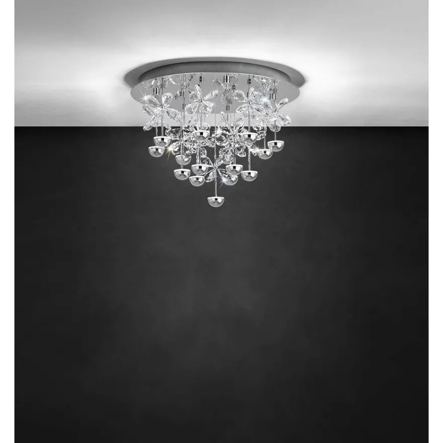 LED-Kattovalaisin Eglo Pianopoli, Ø500mm, kromi, kristalli 39245