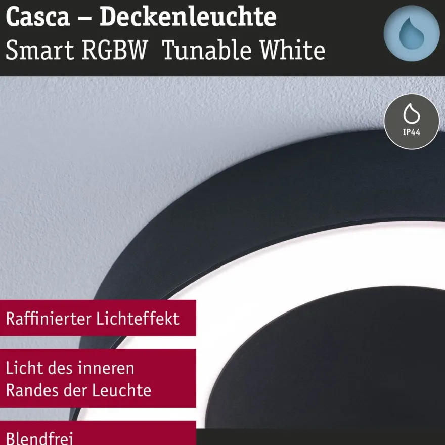 LED-kattovalaisin Paulmann Smart Home Zigbee 3.0 Casca, Ø40cm, IP44, RGBW+, 1750lm, 230V, 20W, himmennettävä