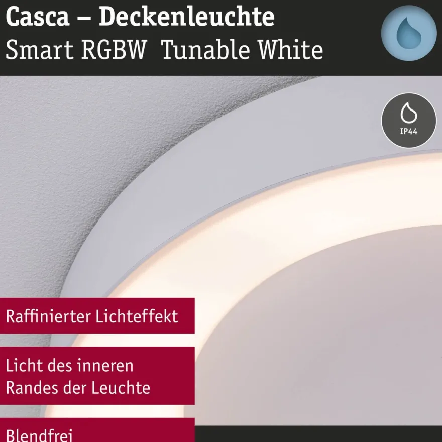 LED-kattovalaisin Paulmann Smart Home Zigbee 3.0 Casca, Ø40cm, IP44, RGBW+, 1750lm, 230V, 20W, himmennettävä