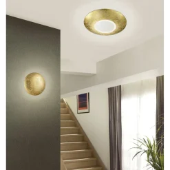 LED-kattovalaisin Trio Chiros, Ø 320x60 mm, kulta