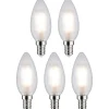 LED-kynttilälamppu Paulmann Candle, E14, 470lm, 4.8W, 4000K, matta, 5kpl