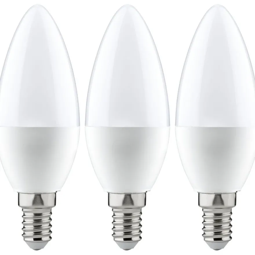 LED-kynttilälamppu Paulmann Candle, E14, 470lm, 5.5W, 2700K, opaali, 3kpl