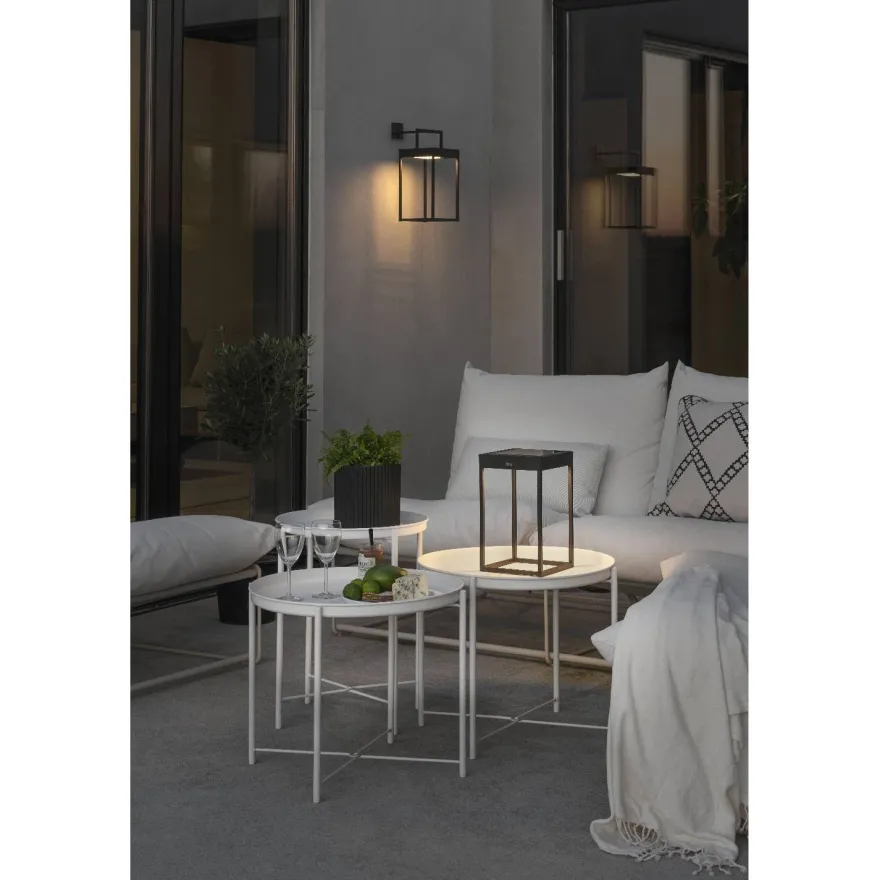 LED-lyhtyvalaisin Konstsmide Portofino, aurinkokennolla, musta