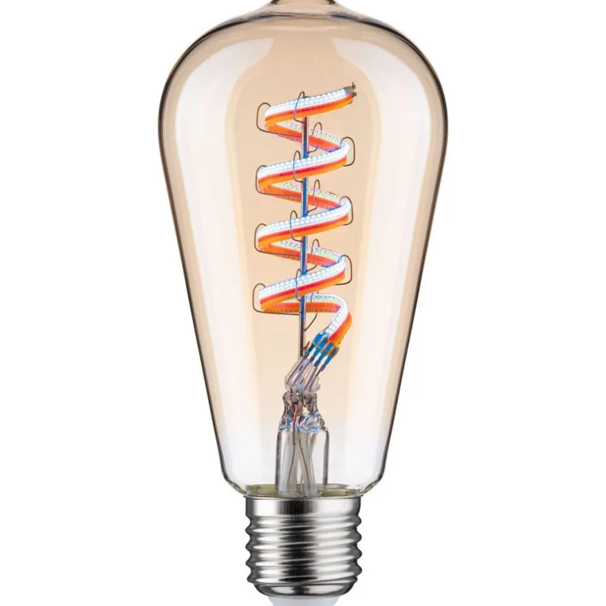 LED-älylamppu Paulmann Smart Home Zigbee 3.0, ST64, E27, 470lm, 6.3W, RGBW+, filamentti, himmennettävä, kulta