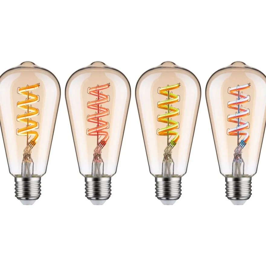 LED-älylamppu Paulmann Smart Home Zigbee 3.0, ST64, E27, 470lm, 6.3W, RGBW+, filamentti, himmennettävä, kulta