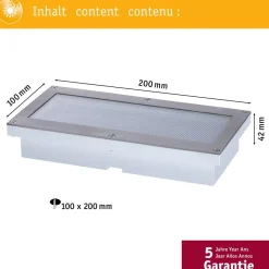 LED-maavalaisin aurinkokennolla Paulmann Aron, IP67, 3000K, liiketunnistin, valkoinen