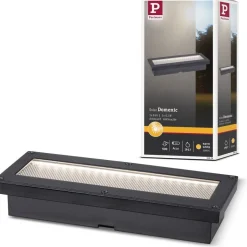 LED-maavalaisin aurinkokennolla Paulmann Domenic, 8x20cm, IP67, 3000K, musta