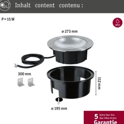 LED-maavalaisin Paulmann Durea, IP67, 27.3cm, 3000K, 80°, rst