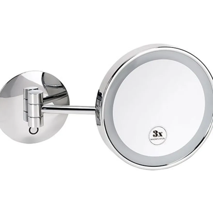 LED-meikkipeili Bemeta, Ø 200 mm, 3-kertainen suurennus, yksi nivel, kiiltävä kromi