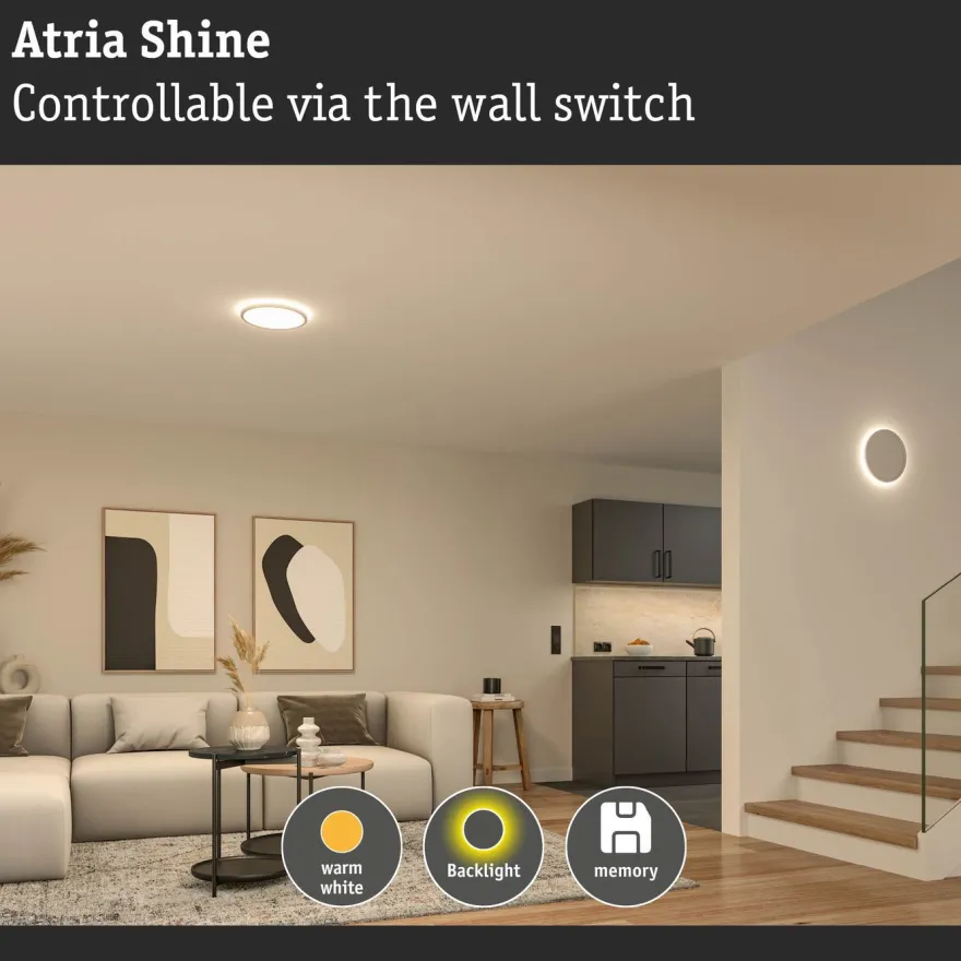 LED-paneeli Paulmann Atria Shine pyöreä 3000K valkoinen, eri kokoja